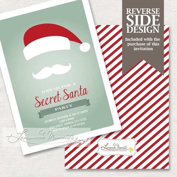 Printable Christmas Invitation Secret Santa Party Invite