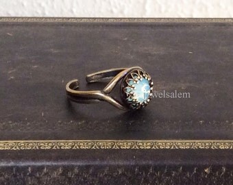 Mint Ring Swarovski Crystal Ring Mint Green Ring Pale Light Aqua Turquoise Teal Great Gatsby Boho Exotic Fantasy Friendship Ring Gift