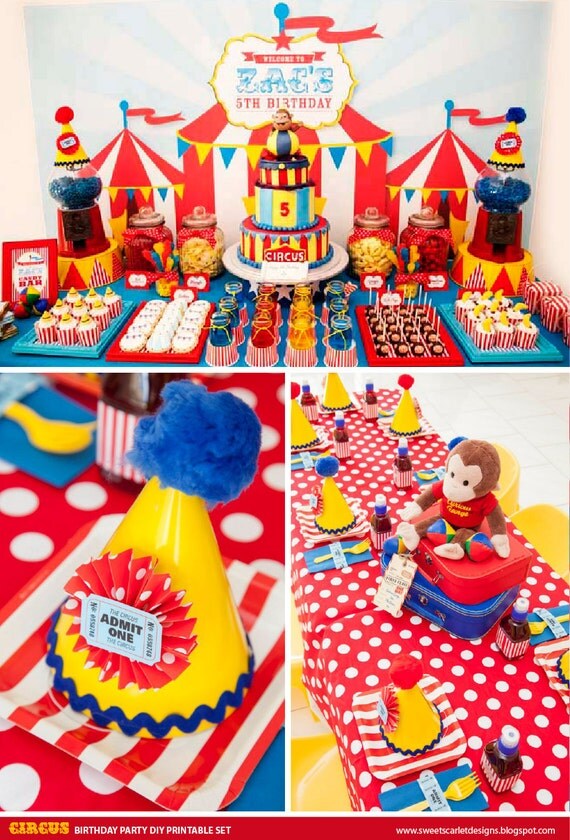 CIRCUS Birthday Party Printable Set - Cupcake Toppers, Bottle Labels, Favor Tags and more Il_570xn