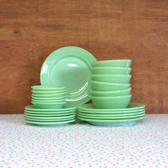 Fire King Jadeite Restaurant Ware Dinnerware Set Jadite