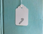 Silver Christmas gift tags with candy cane design - holiday labels - rustic handmade tags - silver xmas christmas uk etsyuk scalloped white