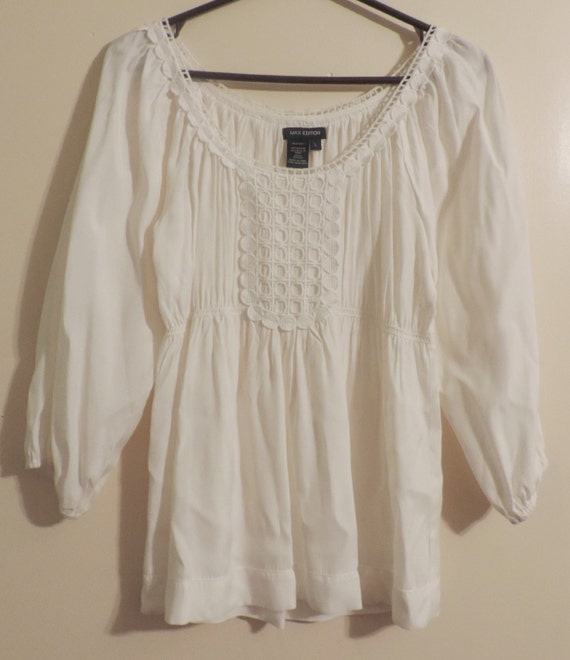 White Peasant Blouse Stevie Nicks 1970's Style by Max