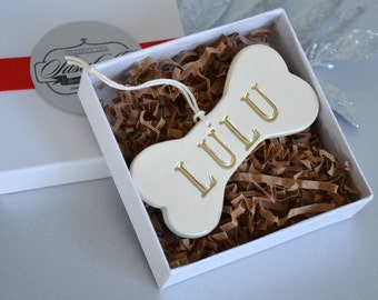 Personalized Dog Christmas Ornament with Name - Gift Boxed