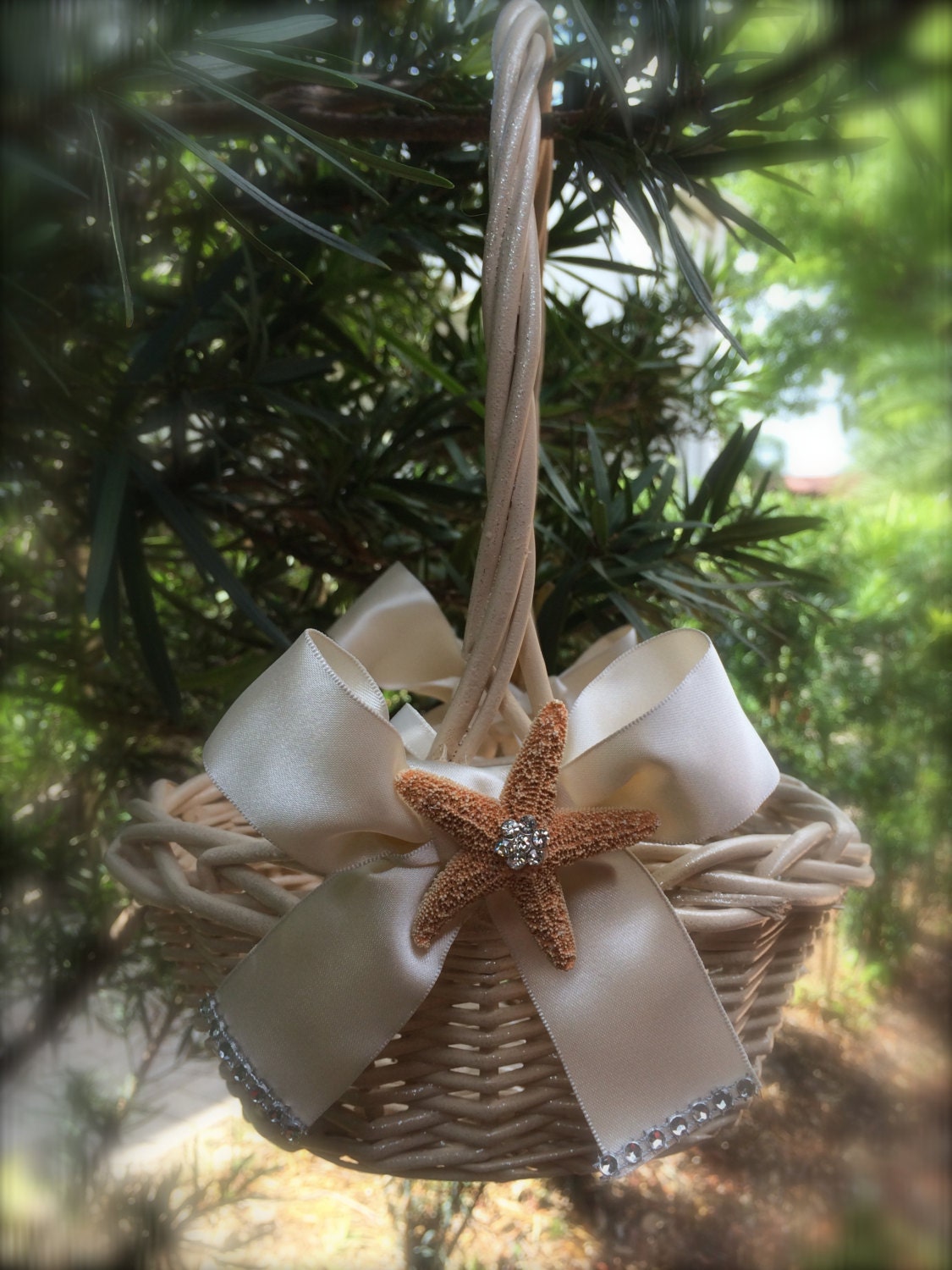 custom beach wedding flower girl basket with by TheCrystalFlower