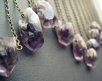 Amethyst Necklace - Healing Crystal Necklace - Layering Necklace - Raw Crystal Pendant - Raw Amethyst Pendant - Purple Amethyst Crystal