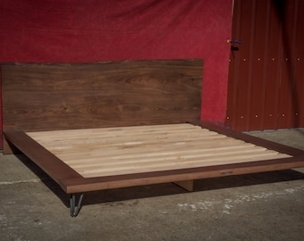Platform Bed Frame, King Size Bed, Solid Wood Bed Frame, Live Edges, Sustainably Sourced European Beech, Handcrafted, Bespoke Furniture