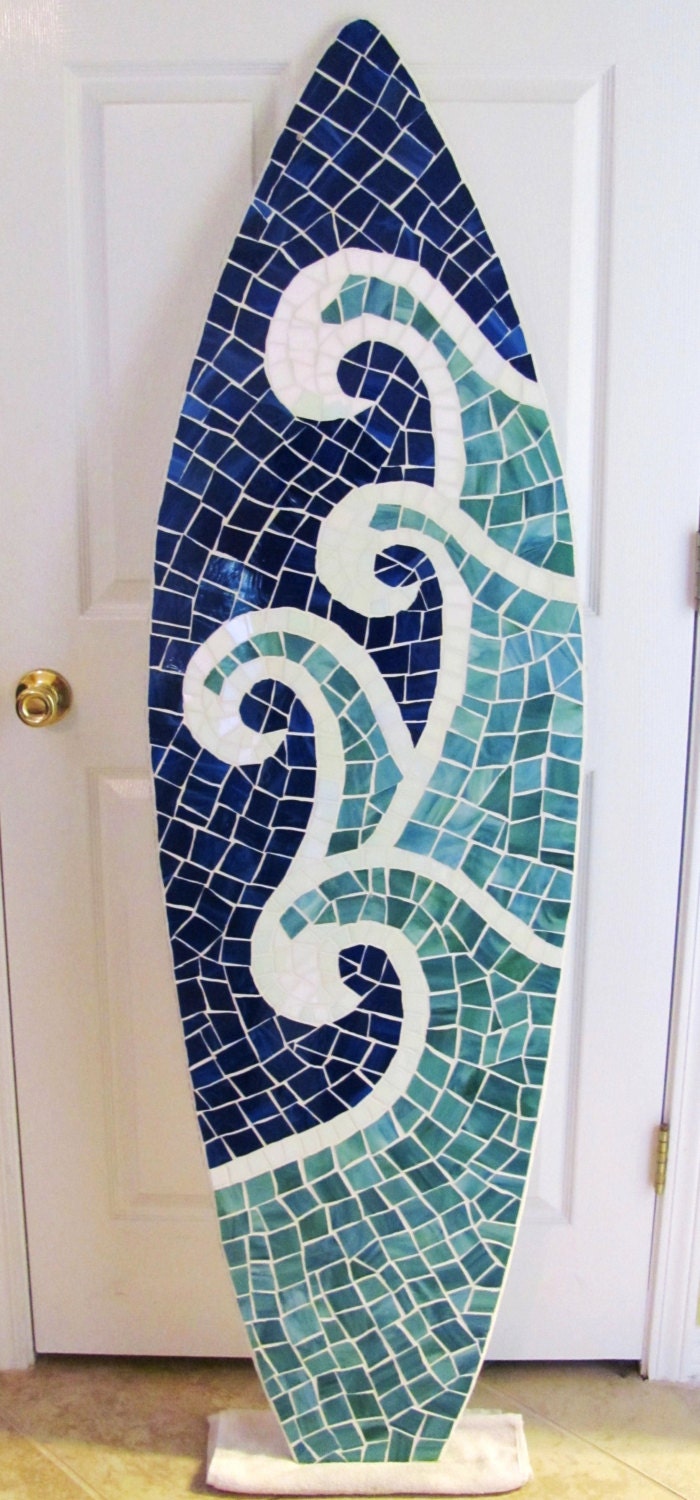 Wood Mosaic Surfboard Wall Hanging Surfboard by