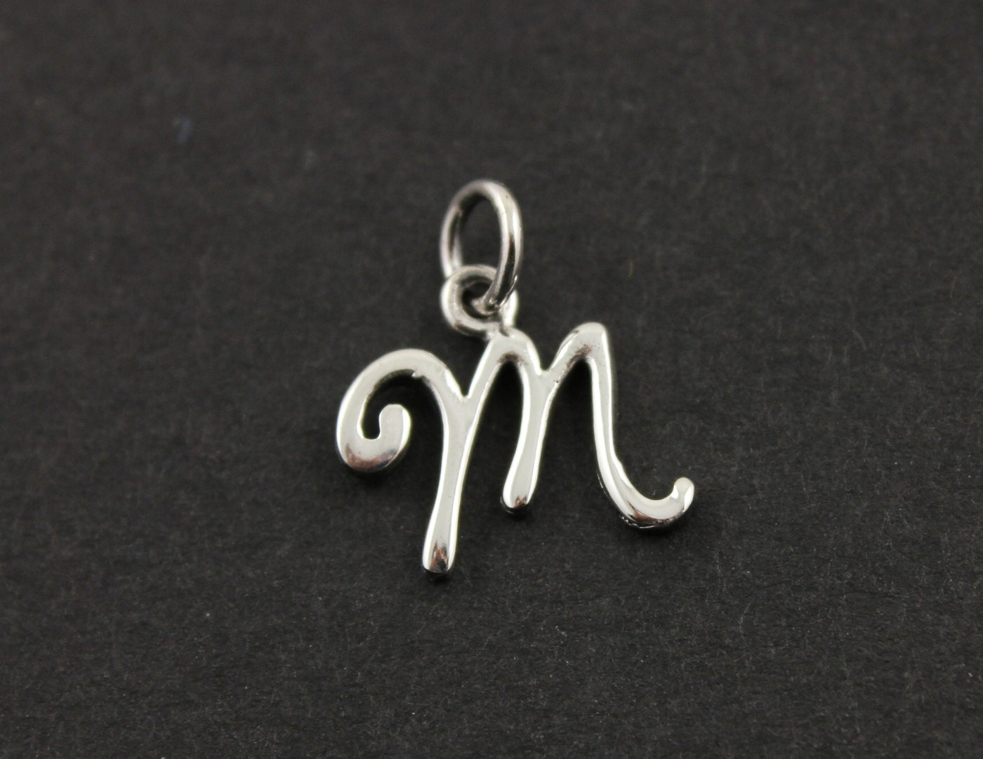 Sterling Silver Letter M Script Design Initial