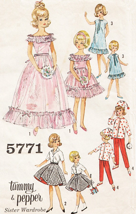 Tammy & Pepper doll Sewing Pattern 5771 by shopmini on Etsy