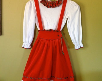 Vintage girls Christmas dress 1980's two piece jumper dress set 6X