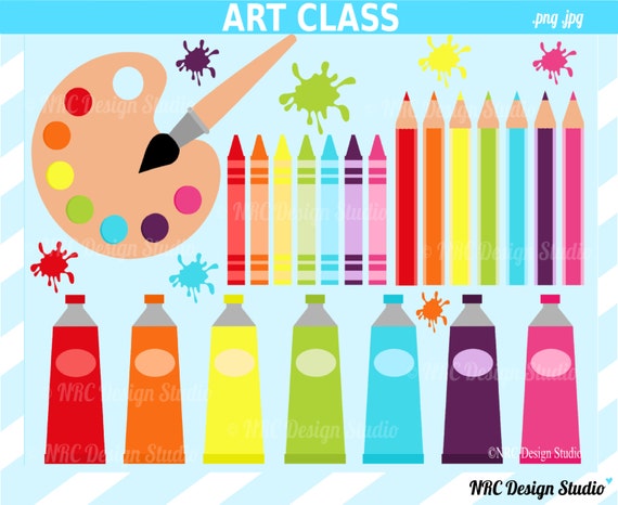 Art Class Clip Art - School Clip Art - Digital Art Class Clipart - Paint, Crayons, Colored Pencils Il_570xn