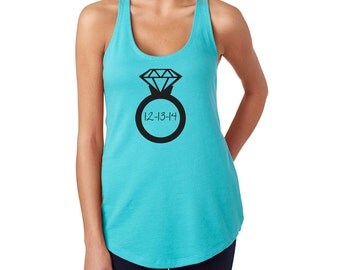 Giant Ring With Wedding Date -Sweating For the Wedding Tank - Work Out Shirt- Exercise Clothes - Bride Gift - Bridal Shower
