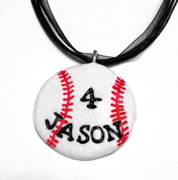 Items similar to Personalized Baseball Necklace with Player's Name