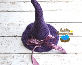 Child's Witch,Wizard, Scarecrow Hat, Crochet Photo Prop or Costume