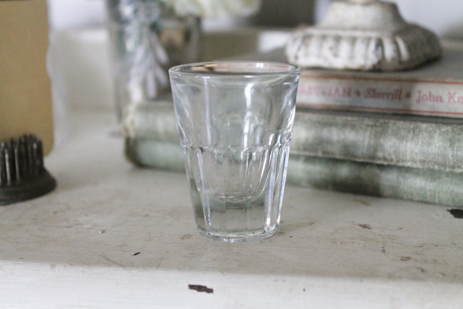 Antique Vintage Glass Jigger Shot Glass French Country Chic