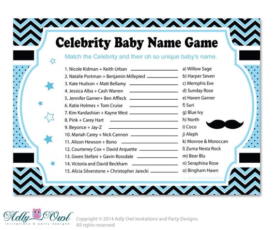 Boy Mustache Celebrity Name Game Guess Celebrity Baby Name