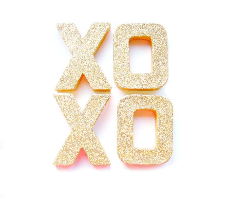 Gold Glitter XOXO Letters Glitter Letters Custom Ornament