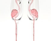 Pair of Pink Flamingo Long Stemmed Champagne Flutes