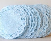 Paper Doilies Light Blue Hand Dyed 5"- French Lace Doilies, Wedding Decoration, Vintage Wedding, Lace Doilies, Bridal Showers, Baby Shower Paper Doilies Light Blue Hand Dyed 5"- French Lace Doilies, Wedding Decoration, Vintage Wedding, Lace Doilies, Bridal Showers, Baby Shower