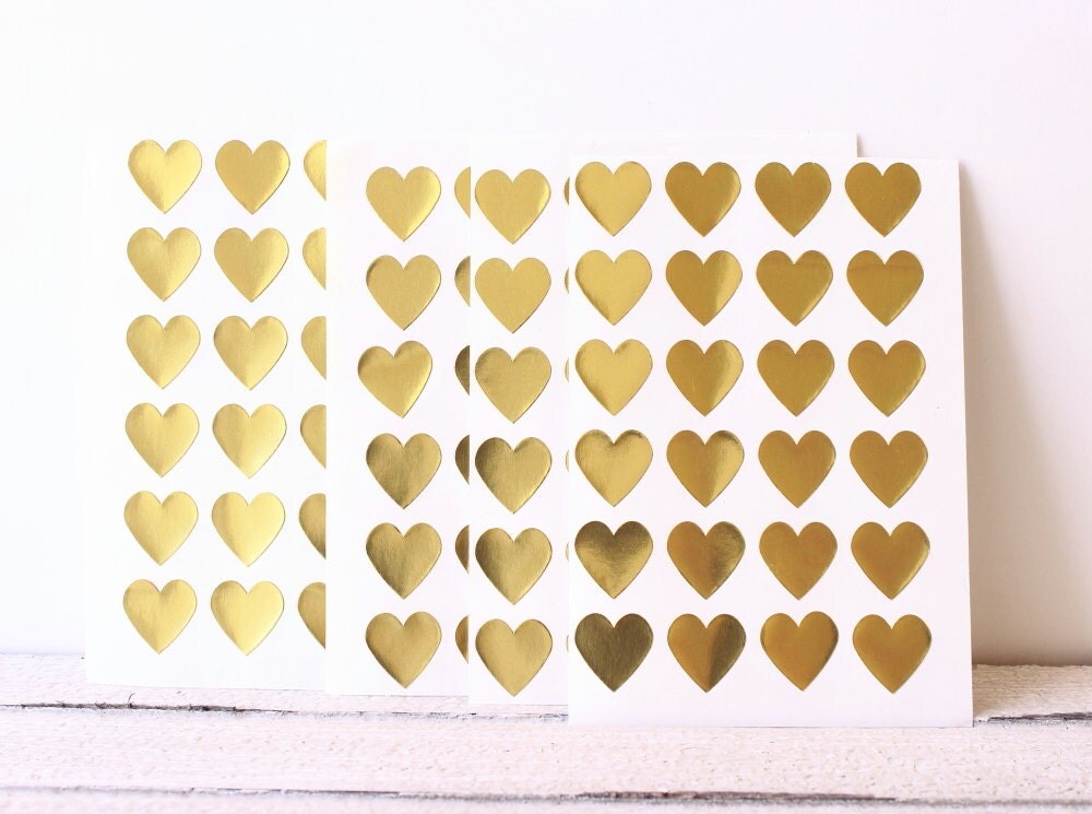 Gold Heart Stickers 108-3 4 Inch Gold Heart Label Gold