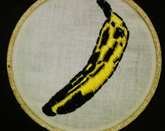 Velvet Underground Andy Warhol Banana Embroidery Hoop Art