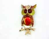 Vintage ART Owl Brooch