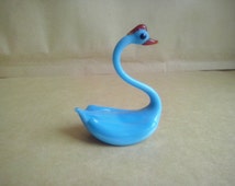 blue glass swan figurine