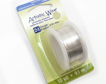 Artistic Wire, 24 Gauge Silver Wire, Non-Tarnish Silver Artistic Wire, 10 Yard Spool, Wire Wrapping Supplies, Item 115wr