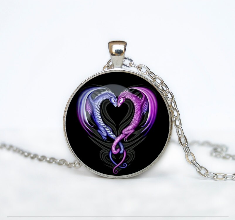 Valentine's Day NECKLACE heart from dragon pendant