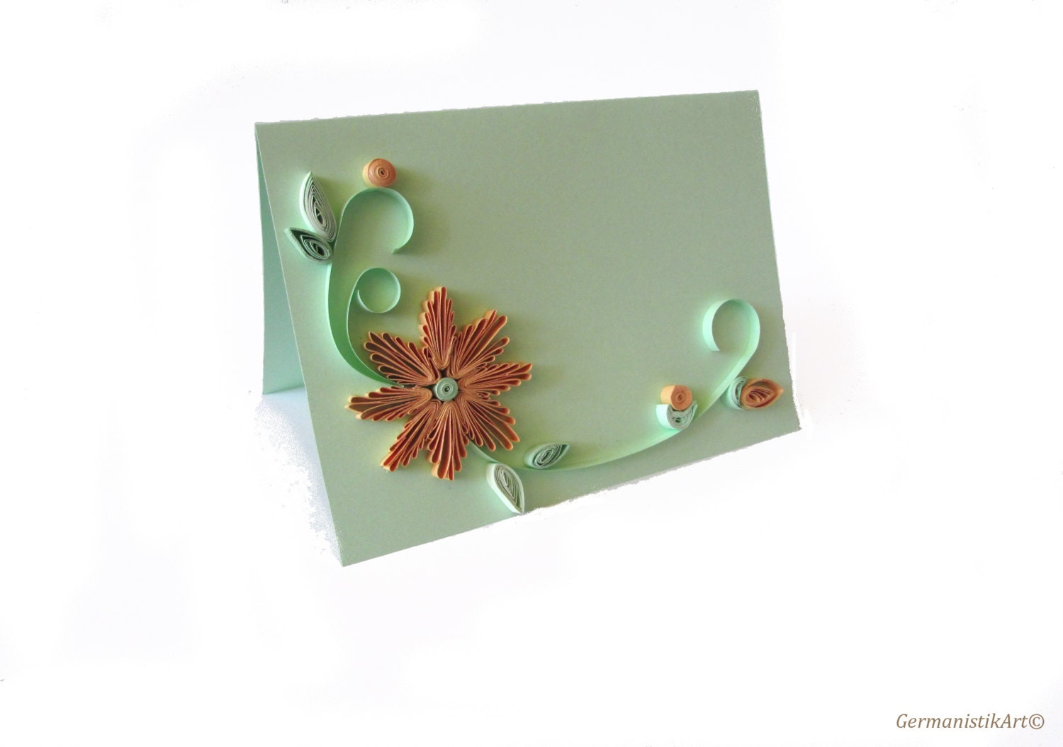 Pale Green Quilled Wedding Invitation Set 10 Wedding Cards