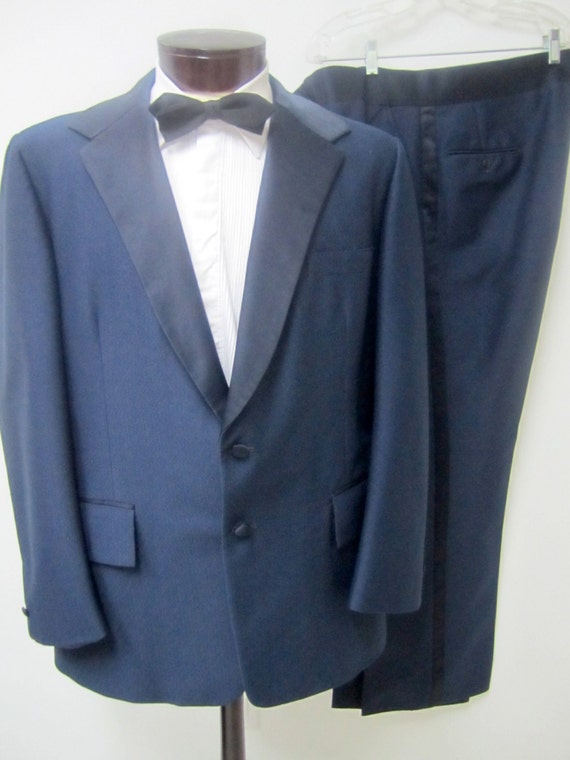 Vtge 1970's Dark Blue Tuxedo American Hustle blue tuxedo