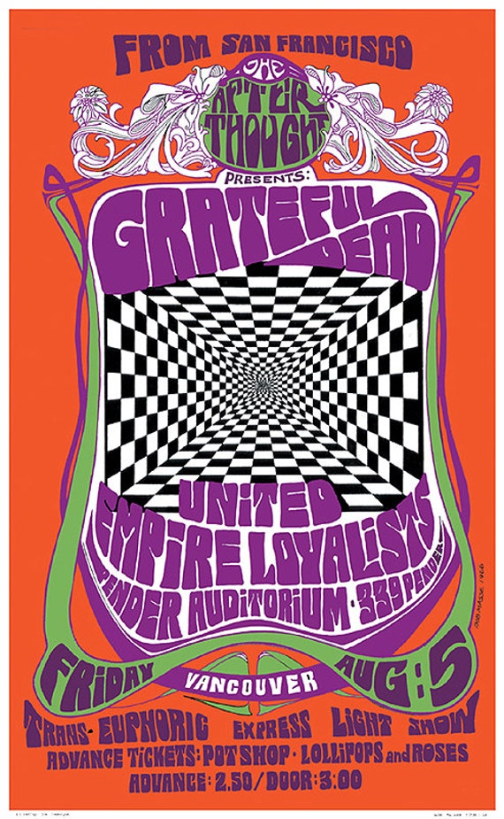 Grateful Dead 1960s psychedelic art nouveau concert poster