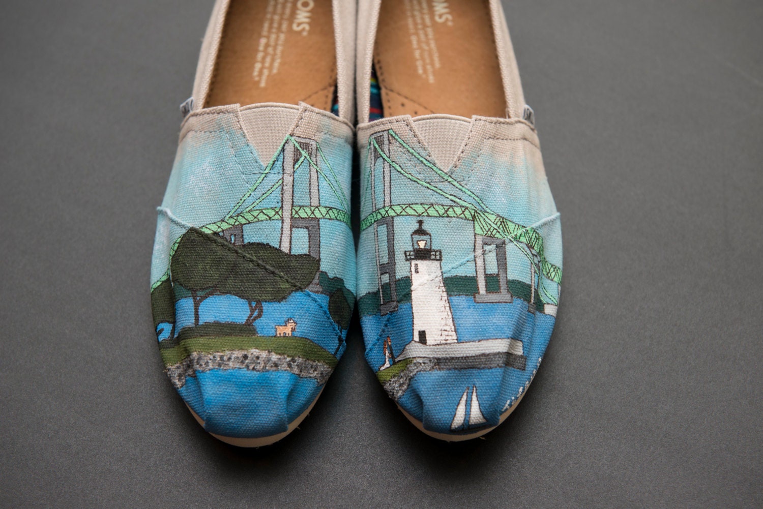 Building or Skyline Custom Painted Canvas Shoes by WalkingInRoses