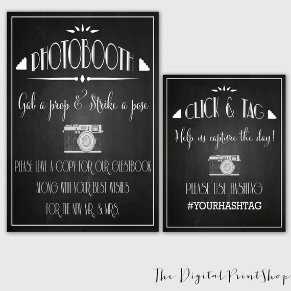 PHOTO BOOTH Sign Hashtag Sign Wedding Signage By DigitalPrintShop