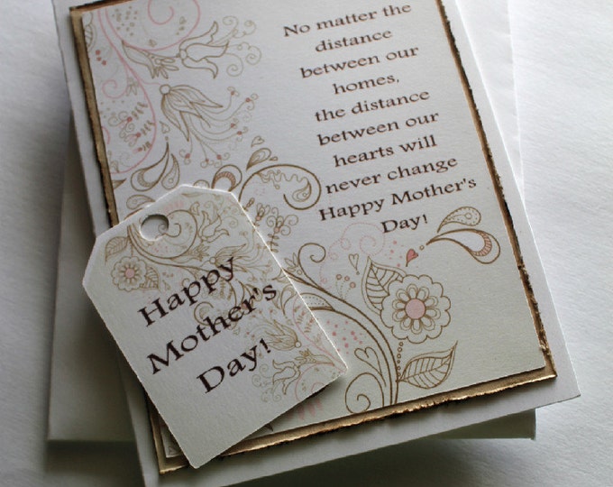 Happy Mothers Day Card with Floral Design / Free gift tag / Stationary