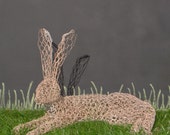 Relaxing Hare wire sculpture, garden ornament, figurine