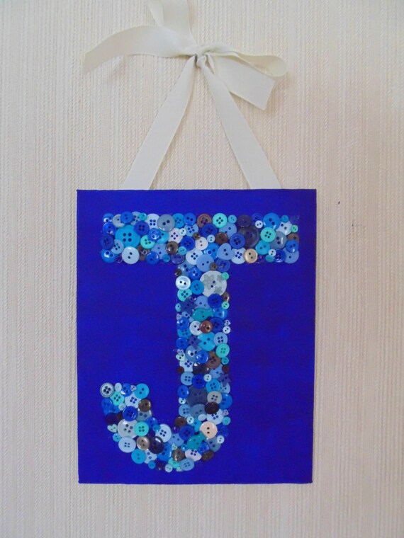 Initial Letter J An 8 by 10 Button Decor Wall by JennyLynCrafts