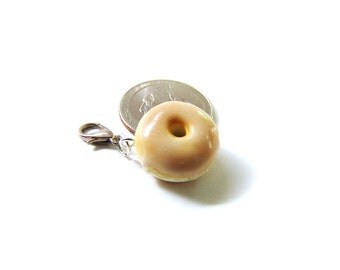 Glazed Doughnut Charm - Polymer Clay Food Jewelry - Miniature Food Charm, Donut Jewelry