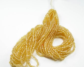 3 Cut. Czech Seed Beads. Size 9, 1 Hank, Light Topaz
