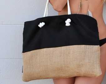 Burlap Bottom Beach Bag