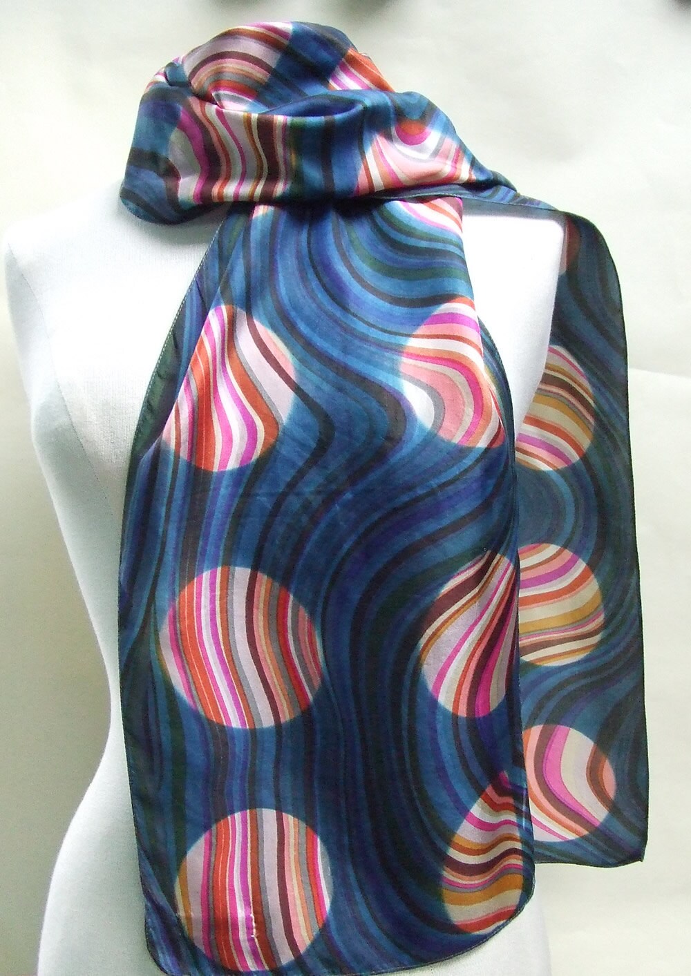 Silk scarf indigo shibori scarf hand dyed indigo scarf