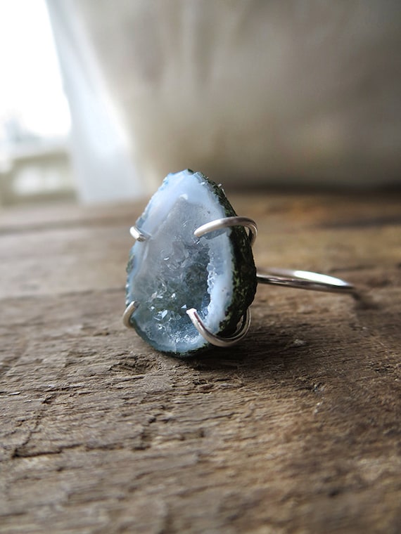 Geode Ring Miniature Geode Jewelry Sterling by AmuletteJewelry