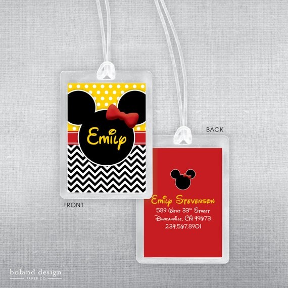 Disney luggage tag. Disney bag tag.