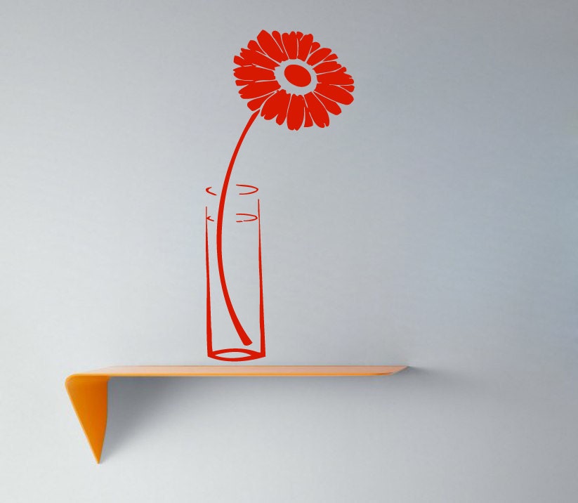 Wall Decals Flower in Vase Decal Vinyl Sticker Kitchen Art