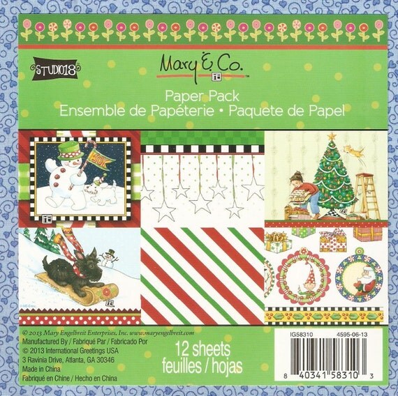 Mary Engelbreit Christmas Scrapbooking Paper Pack 12 Sheets