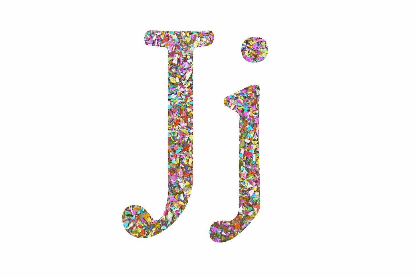 Glitter Letter J Resin Letter Filled with Glitter Glitter