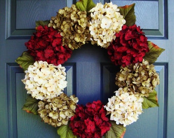 Beautiful Hydrangea Wreath | Summer Wreath | Front Door Wreaths | Door Wreaths | Fall Wreath | Wreaths for Door | Holiday Wreaths