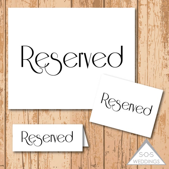 Reserved Signs Classic Collection Reserved Seating by SOSWeddings