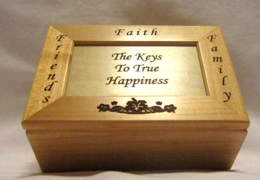 Personalized Wooden Keepsake Box Key To Happiness