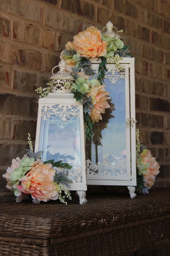 Lantern Centerpieces Etsy : Set of victorian floral lanterns centerpiece by